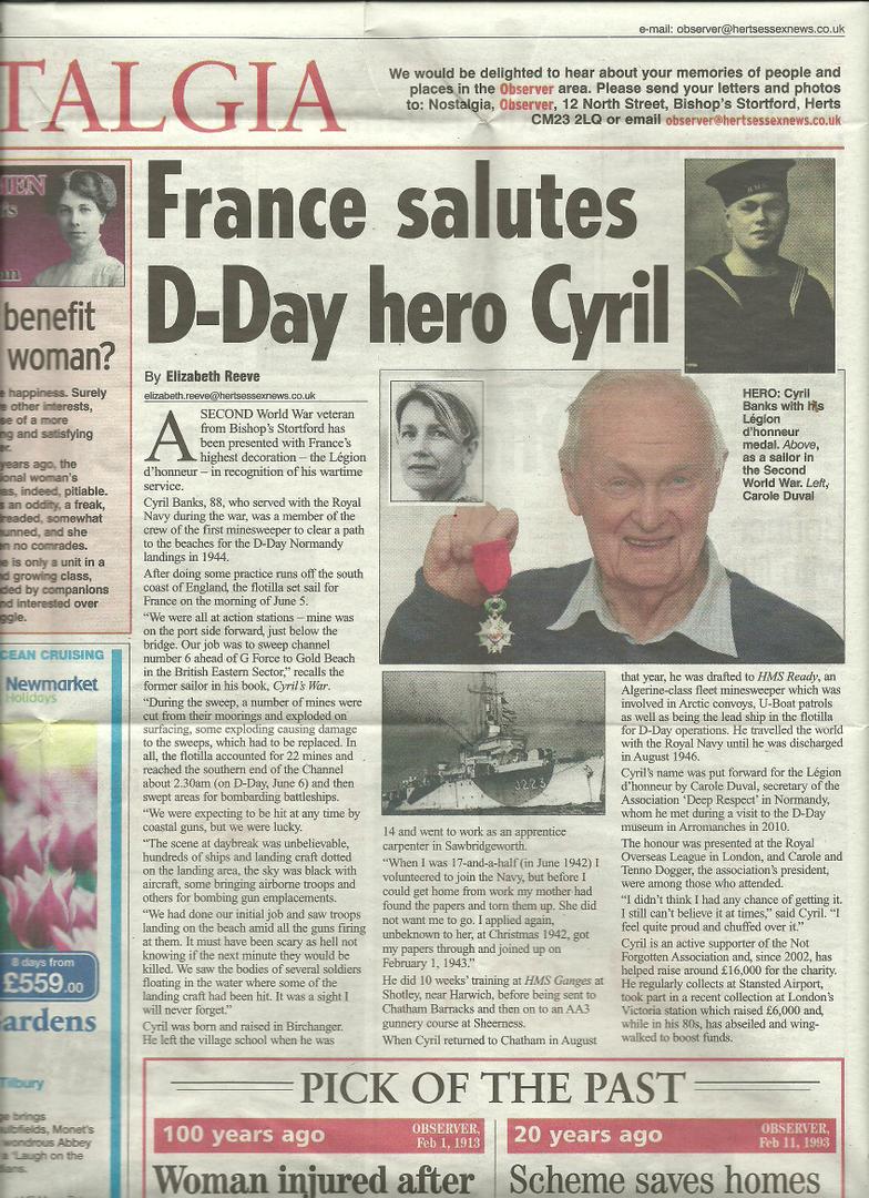 Legion d'Honneur for Cyril Banks 